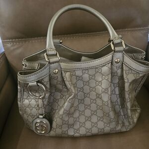 Gucci Taupe GG Canvas Top-Handle Tote